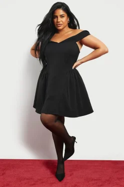 Plus Off The Shoulder Pleated Skater Dress | Nasty Gal
