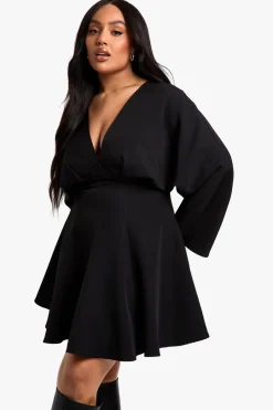 Plus Pleated Skirt LONG SLEEVE Skater Dress | Nasty Gal