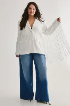 Plus Premium Pearl Trim Fringe Blazer | Nasty Gal