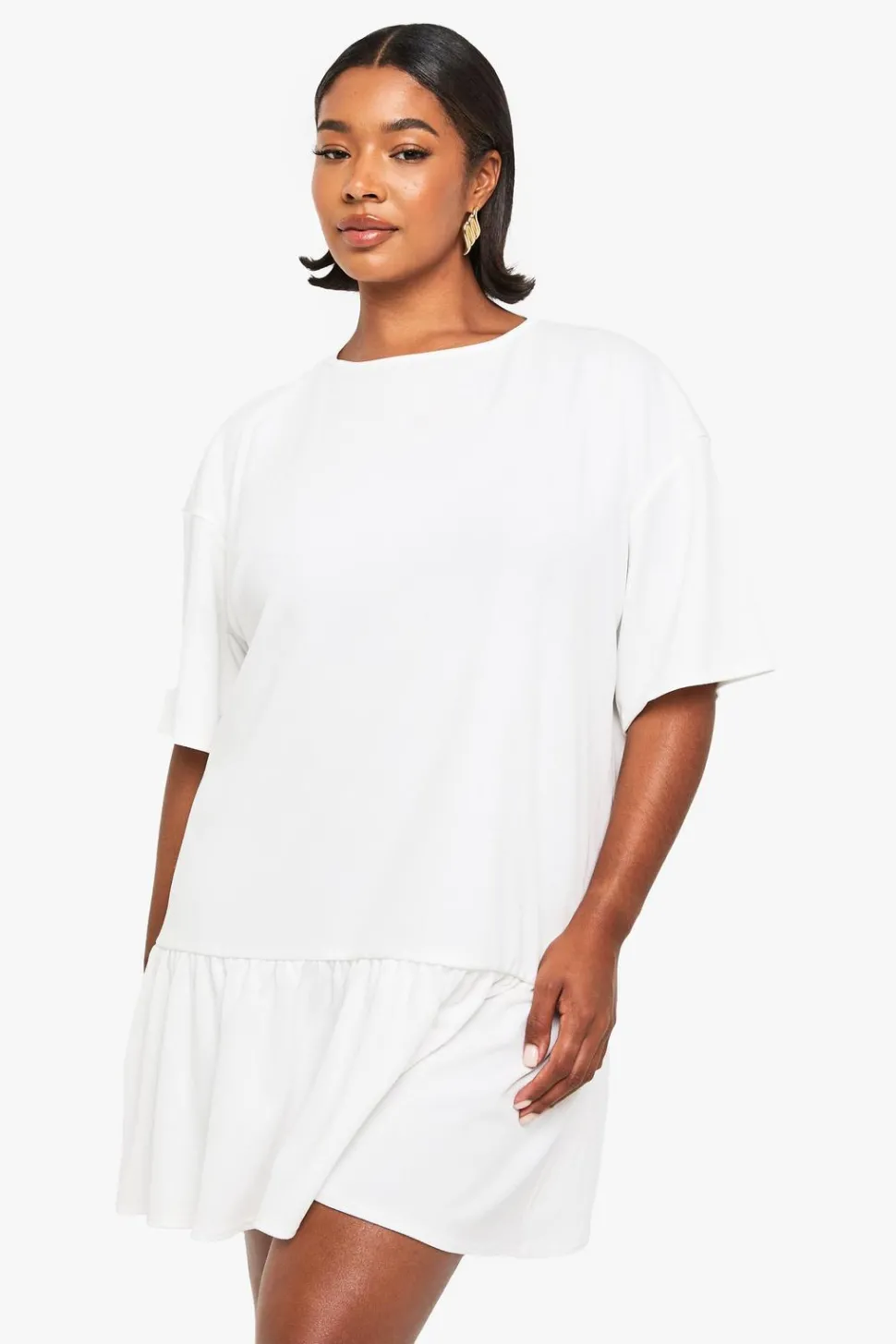 Plus rib drop hem smock dress | Nasty Gal