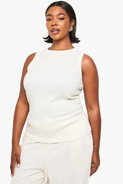 PLUS RUCHED SIDE DETAIL RACER NECK TOP | Nasty Gal