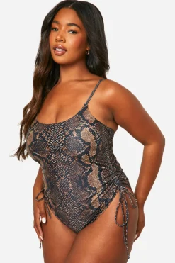 Plus Ruched Side Snake Swimsuit | Nasty Gal