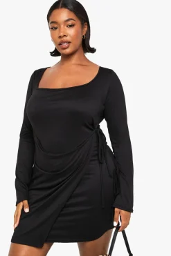 Plus scoop neck wrap mini dress | Nasty Gal