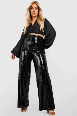 Plus Sequin Wide Leg Trousers | Nasty Gal