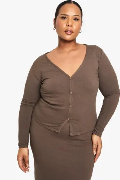 Plus Soft Rib Button Cardigan | Nasty Gal