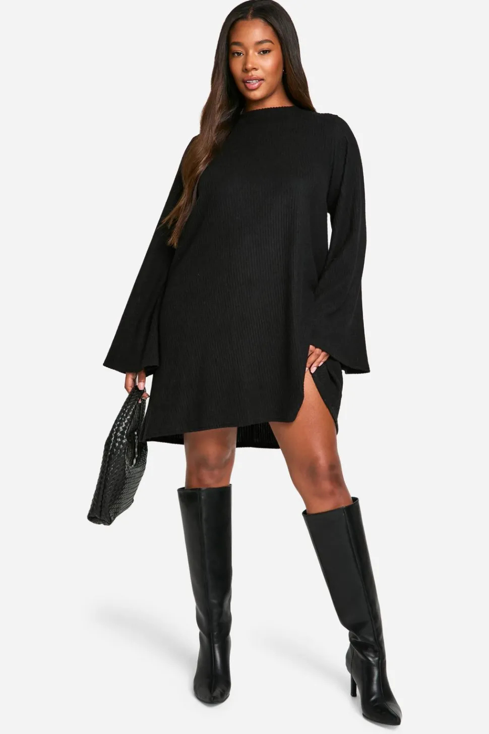 Plus Soft Rib Tie back Smock Dress | Nasty Gal