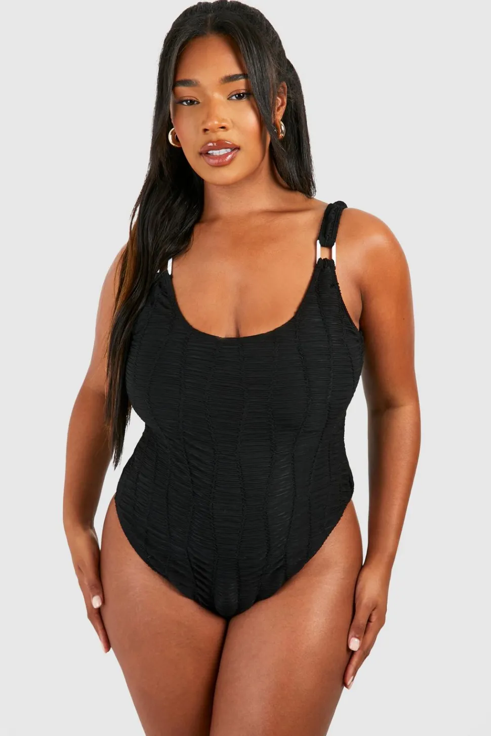 Plus Square Neck Textured Swimsuit | Nasty Gal