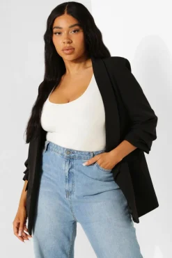 Plus Stretch Woven Ruched Sleeve Blazer | Nasty Gal
