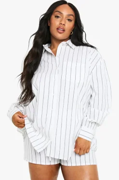 Plus Stripe Long Sleeve Shirt And Shorts Co Ord | Nasty Gal