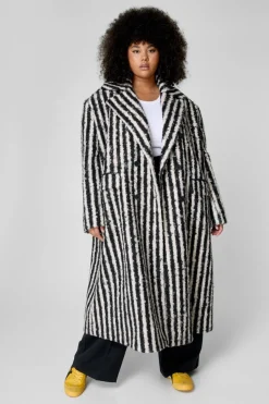 Plus Striped Wool Look Coat | Nasty Gal