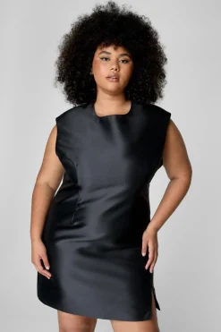 Plus Structured Satin Shoulder Pad Side Split Dress | Nasty Gal
