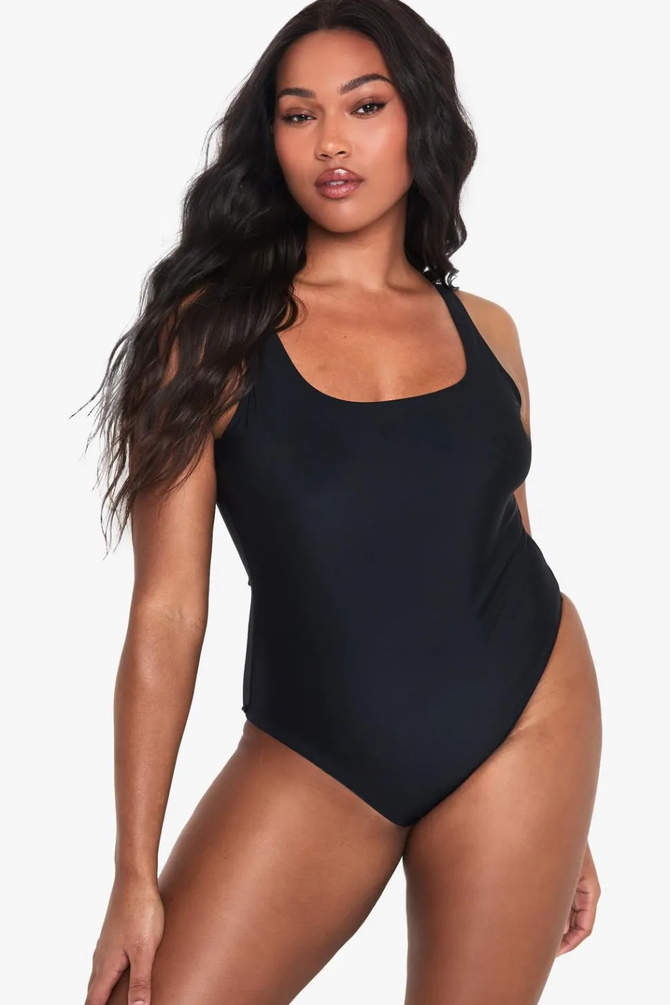 Plus Swimwear Essentials Square Neck Tummy Control Swimsuit | Nasty Gal