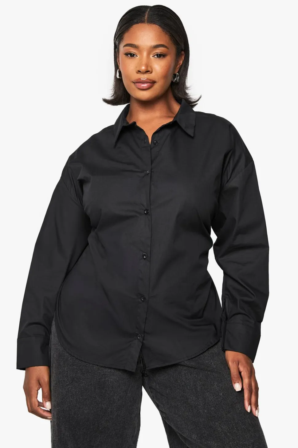 Plus Tie Cross Back Cinched Long Line Shirt | Nasty Gal