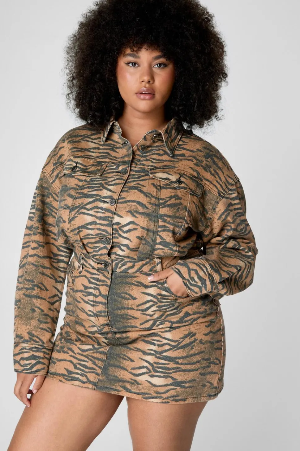 Plus Tiger Print Shirt Dress | Nasty Gal