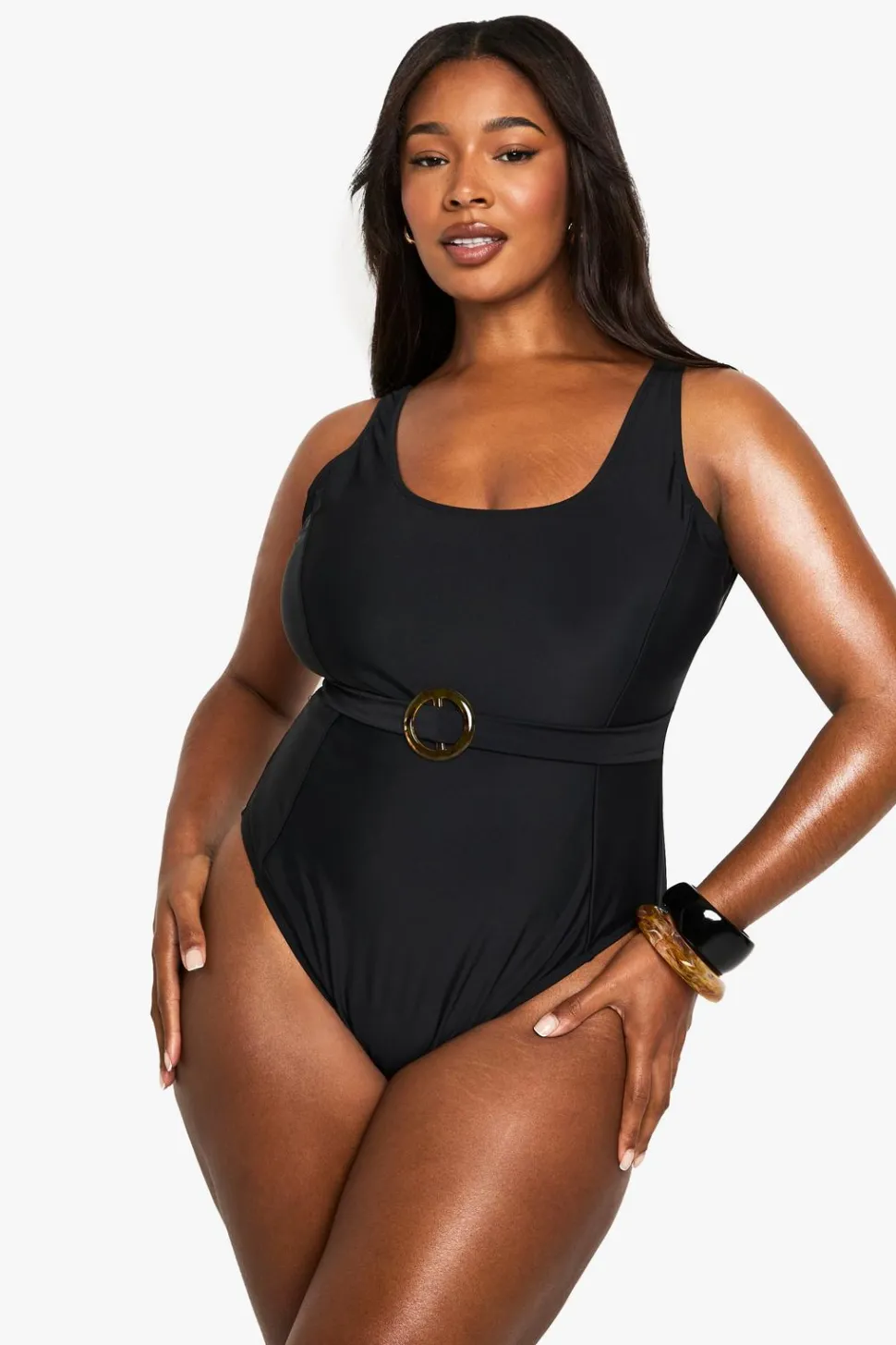 Plus Tummy Control Belted Swimsuit | Nasty Gal