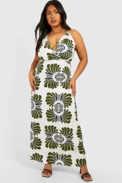 Plus Woven Scarf Print Strappy V Neck Maxi Dress | Nasty Gal