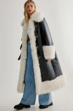 Plush Collar Bonded Maxi Aviator | Nasty Gal