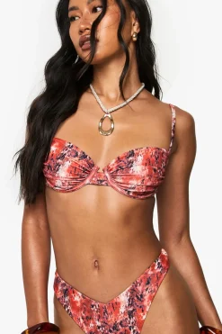 Premium Abstract Print Underwired Balcony Bikini Top | Nasty Gal