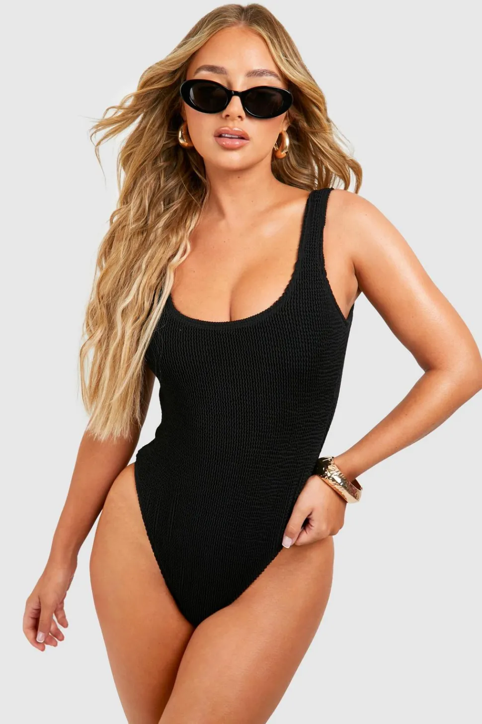 Premium Crinkle Square Neck Swimsuit | Nasty Gal