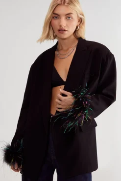 Premium Feather Trim Tailored Blazer | Nasty Gal