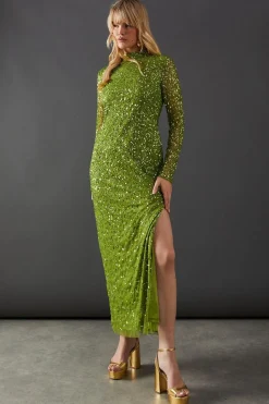 Premium Hand Embellished Sequin High Neck Maxi Dress | Nasty Gal