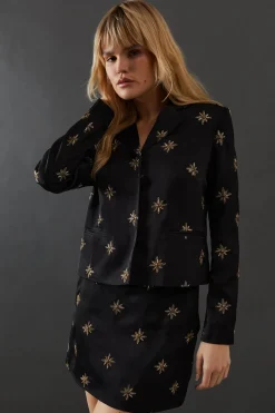 Premium Hand Embroidered Celestial Crop Jacket | Nasty Gal