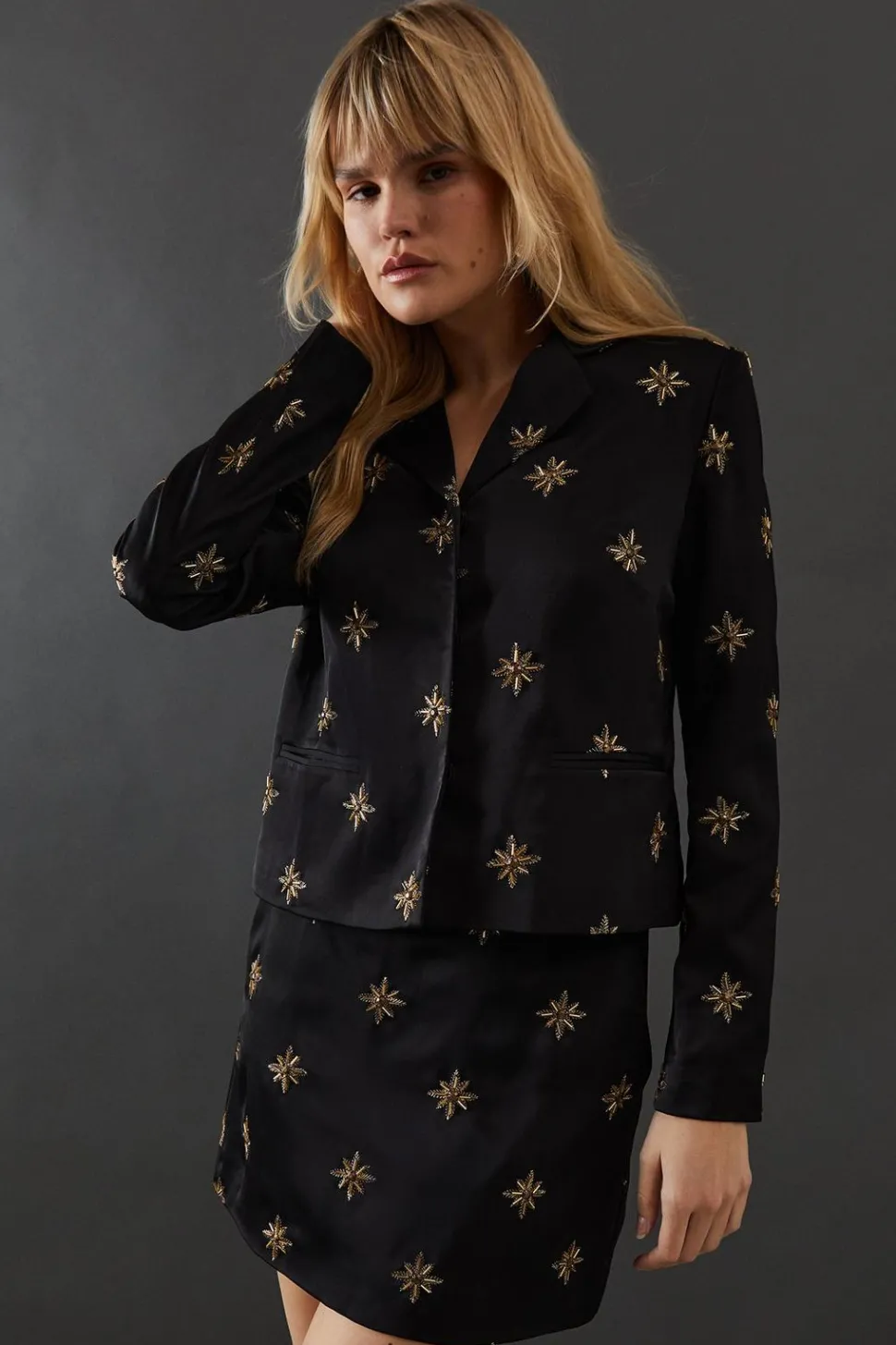 Premium Hand Embroidered Celestial Crop Jacket | Nasty Gal