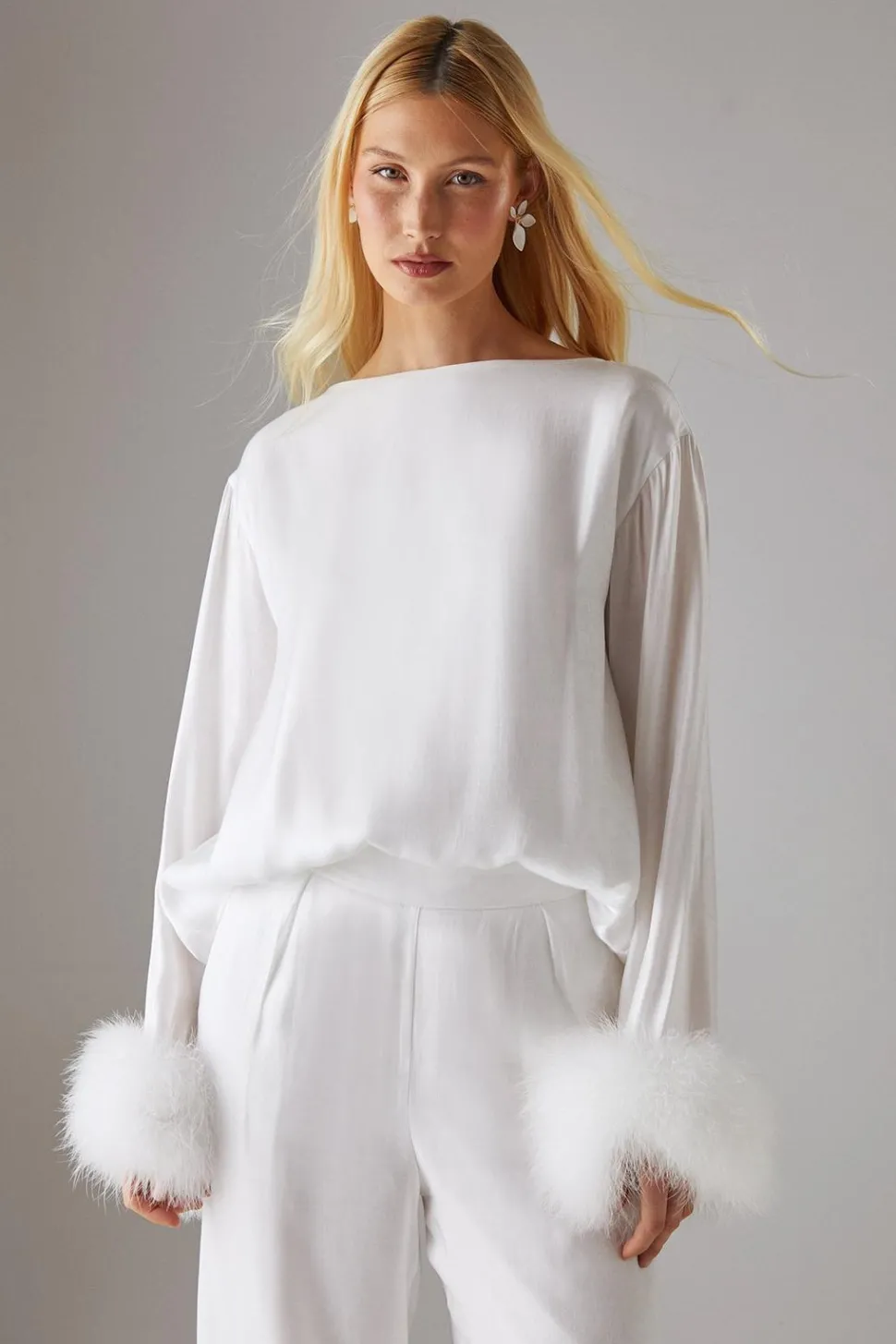 Premium Iridescent Feather Cuff Oversized Top | Nasty Gal