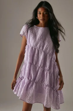 Premium Jacquard Gathered Channel Smock Mini Dress | Nasty Gal