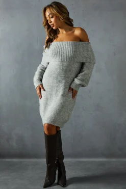 Premium Knit Bardot Foldover Jumper Dress | Nasty Gal