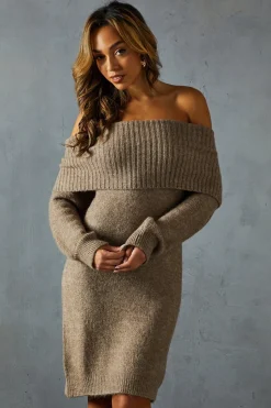 Premium Knit Bardot Foldover Jumper Dress | Nasty Gal
