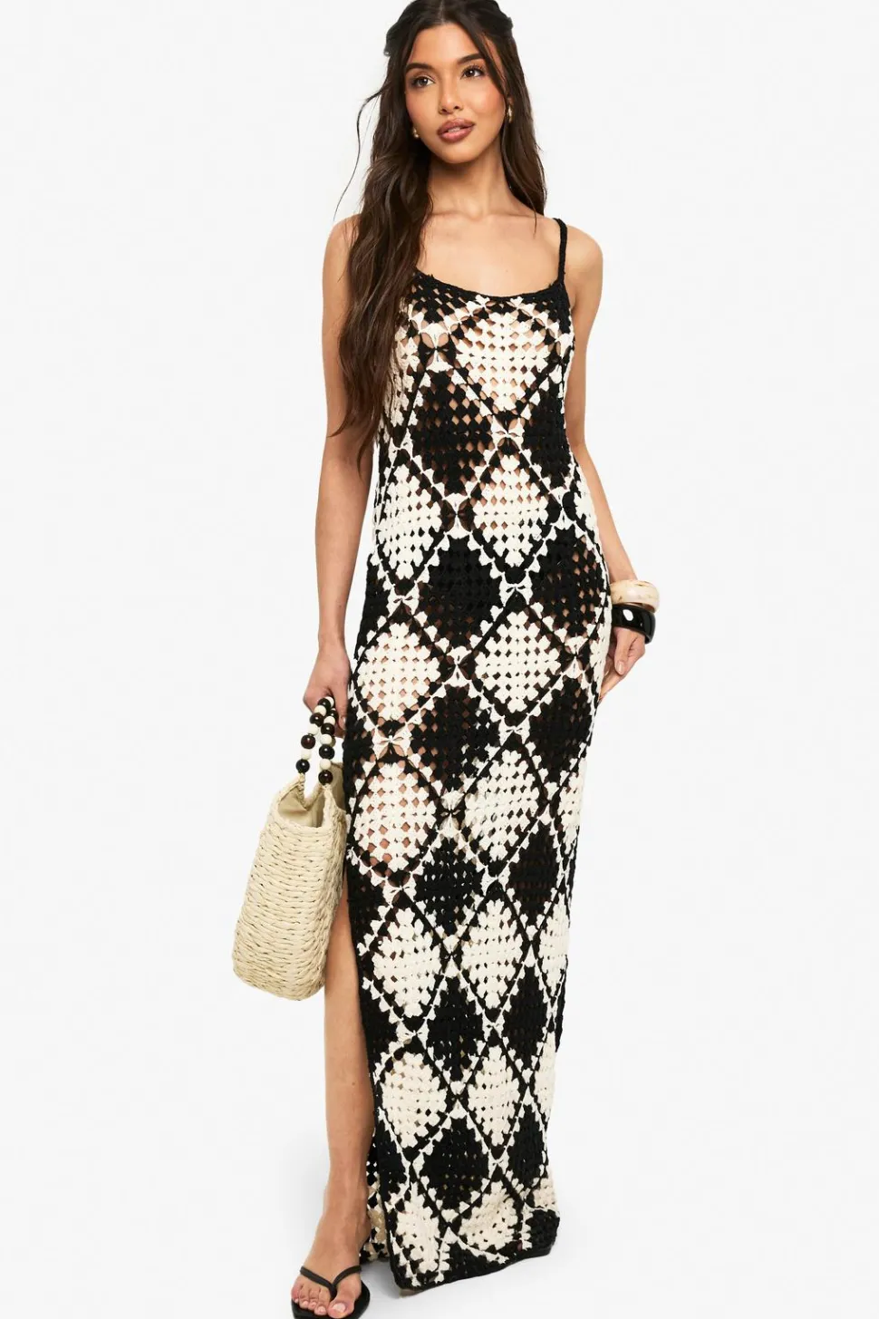 Premium Mono Patchwork Crochet Maxi Dress | Nasty Gal