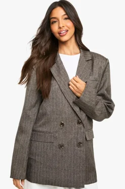 Premium Pinstripe Double Breasted Blazer | Nasty Gal