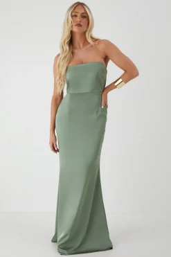 Premium Satin Bandeau Overlay Bridesmaid Dress | Nasty Gal