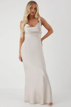 Premium Satin Cowl Neck Fishtail Maxi Dress | Nasty Gal
