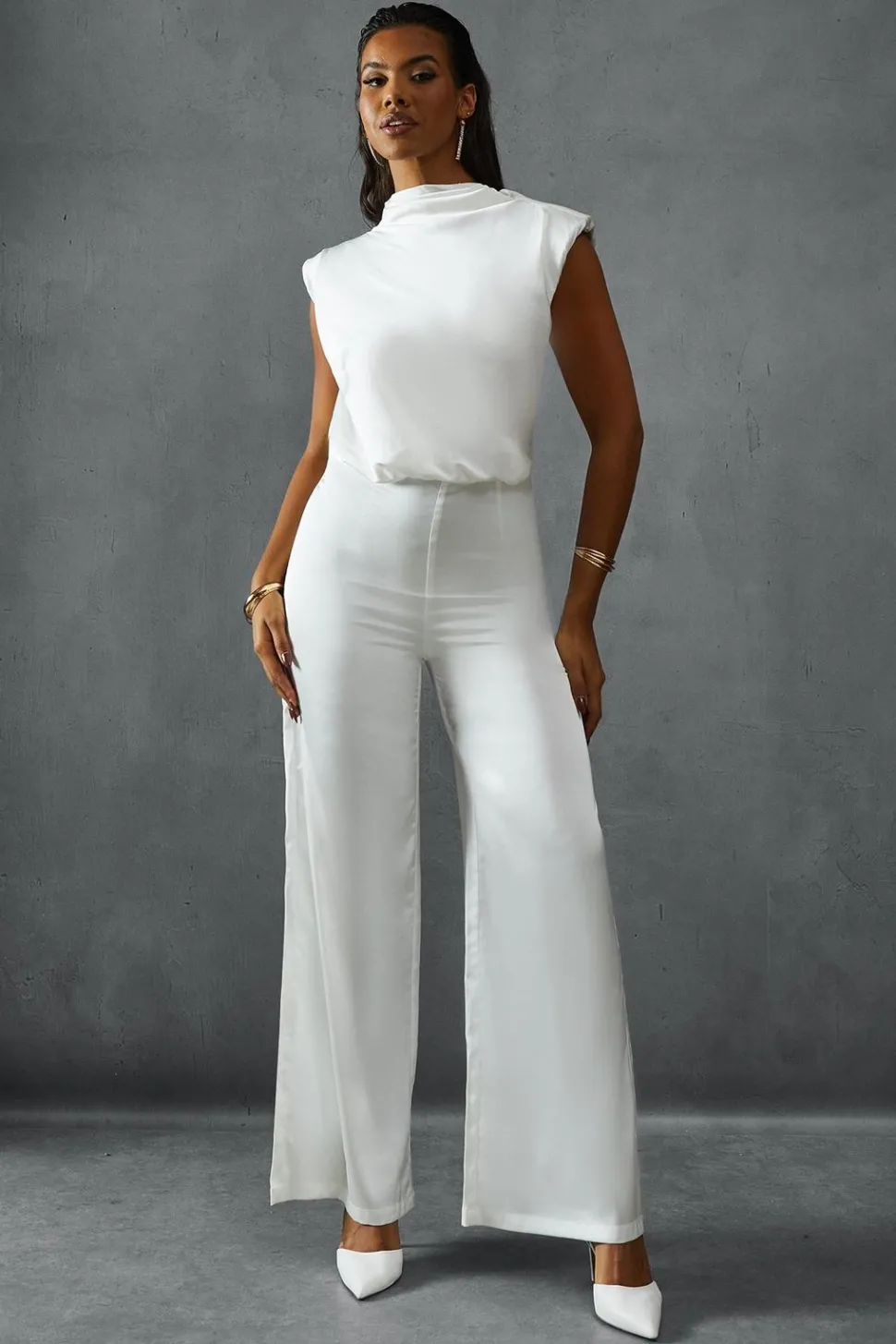 Premium Satin Sleeveless Cowl Back Jumpsuit | Nasty Gal