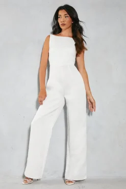 Premium Satin Sleeveless Bow Back Straight Leg Jumpsuit | Nasty Gal