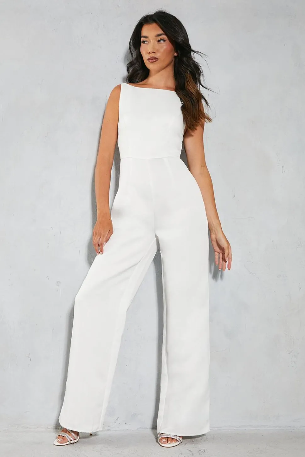 Premium Satin Sleeveless Bow Back Straight Leg Jumpsuit | Nasty Gal