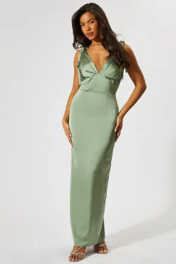 Premium Satin Tie Shoulder Bridesmaid Dress | Nasty Gal