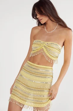 Premium Shell Beaded Tassel Bandeau and Mini Skirt Set | Nasty Gal