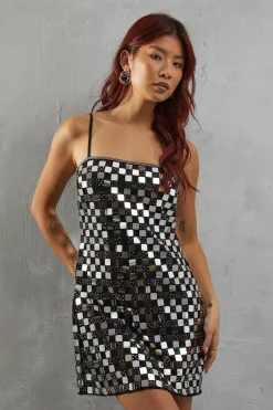Premium Square Embellished Sequin Strappy Mini Dress | Nasty Gal