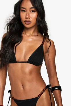 Premium Swim Chain Strap Glitter Triangle Bikini Top | Nasty Gal