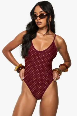 Premium Swim Hot Fix Diamante Backless Swimsuit | Nasty Gal