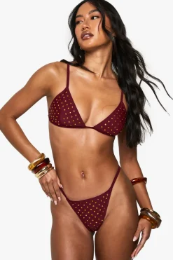 Premium Swim Hot Fix Diamante Tanga Bikini Bottoms | Nasty Gal