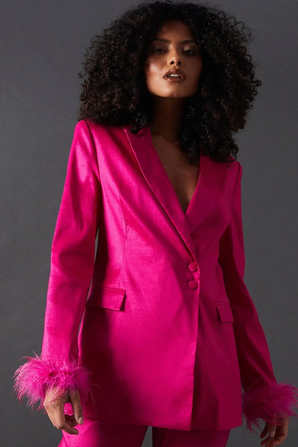 Premium Taffeta Feather Cuff Blazer | Nasty Gal