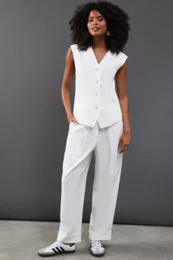 Premium Wide Leg Turn Up High Waisted Trouser | Nasty Gal