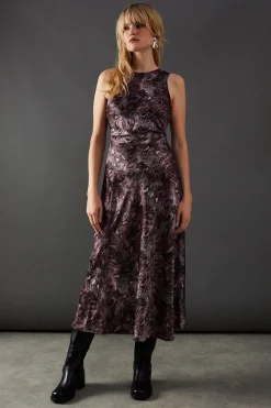 Print Satin Racer Neck Bias Midi Slip Dress | Nasty Gal