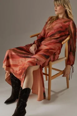 Printed Chiffon Volume Sleeve Maxi Dress | Nasty Gal