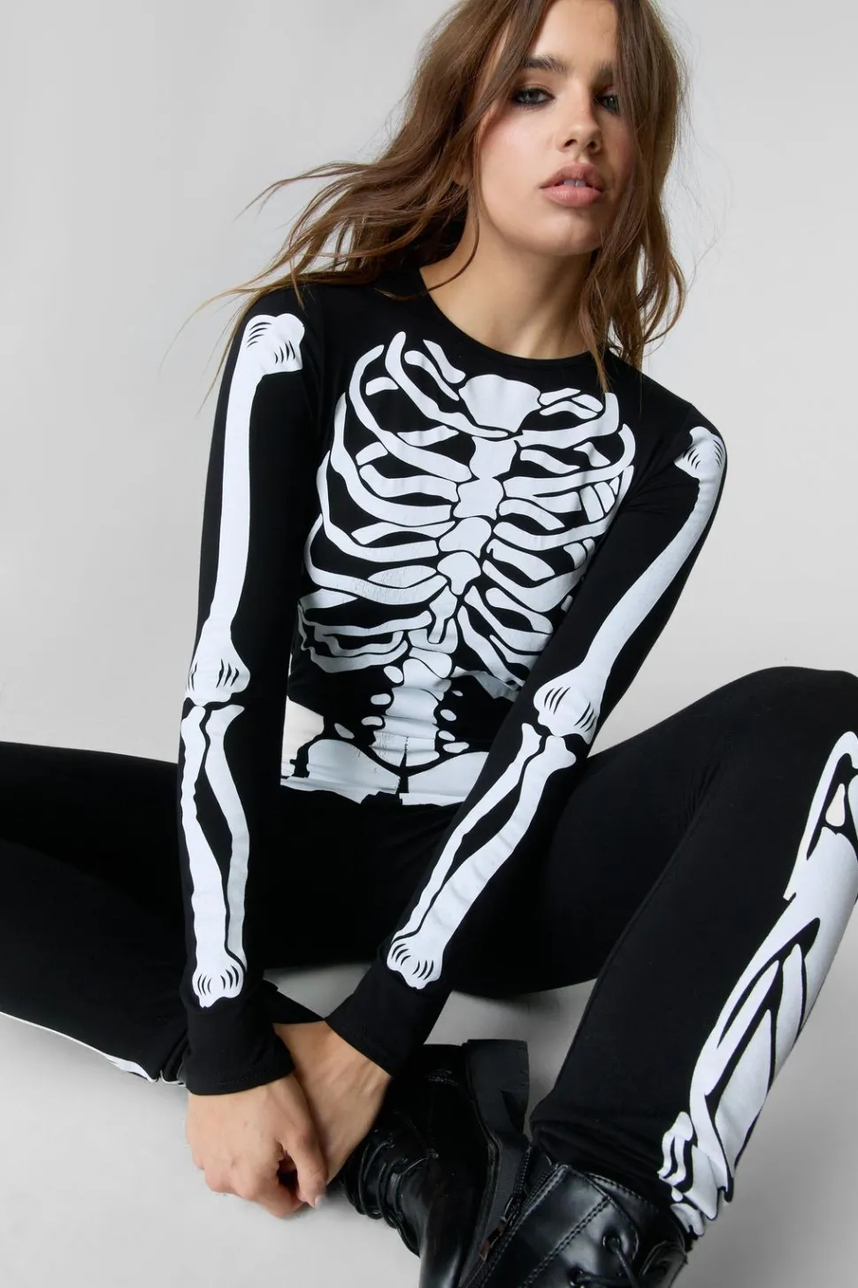 Printed Skeleton Unitard | Nasty Gal