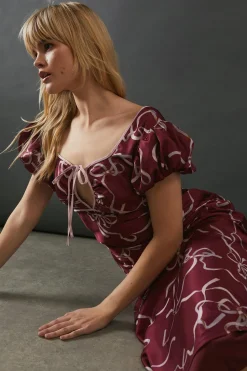 Printed Tie Front Bias Midi Dress | Nasty Gal